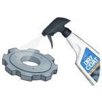 Dry coat bottle spraying cog wheel illustration