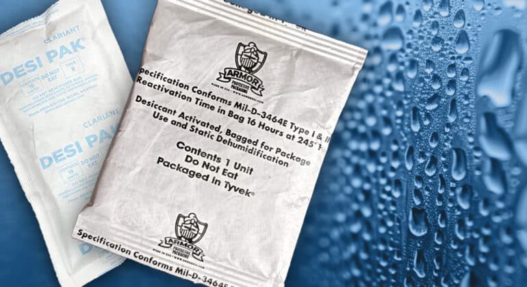 Desiccant package with condensation