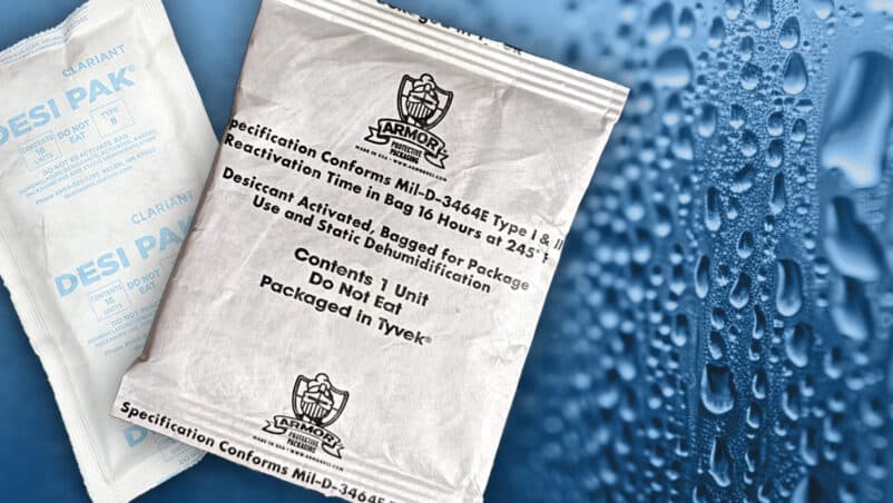 Desiccant package with condensation